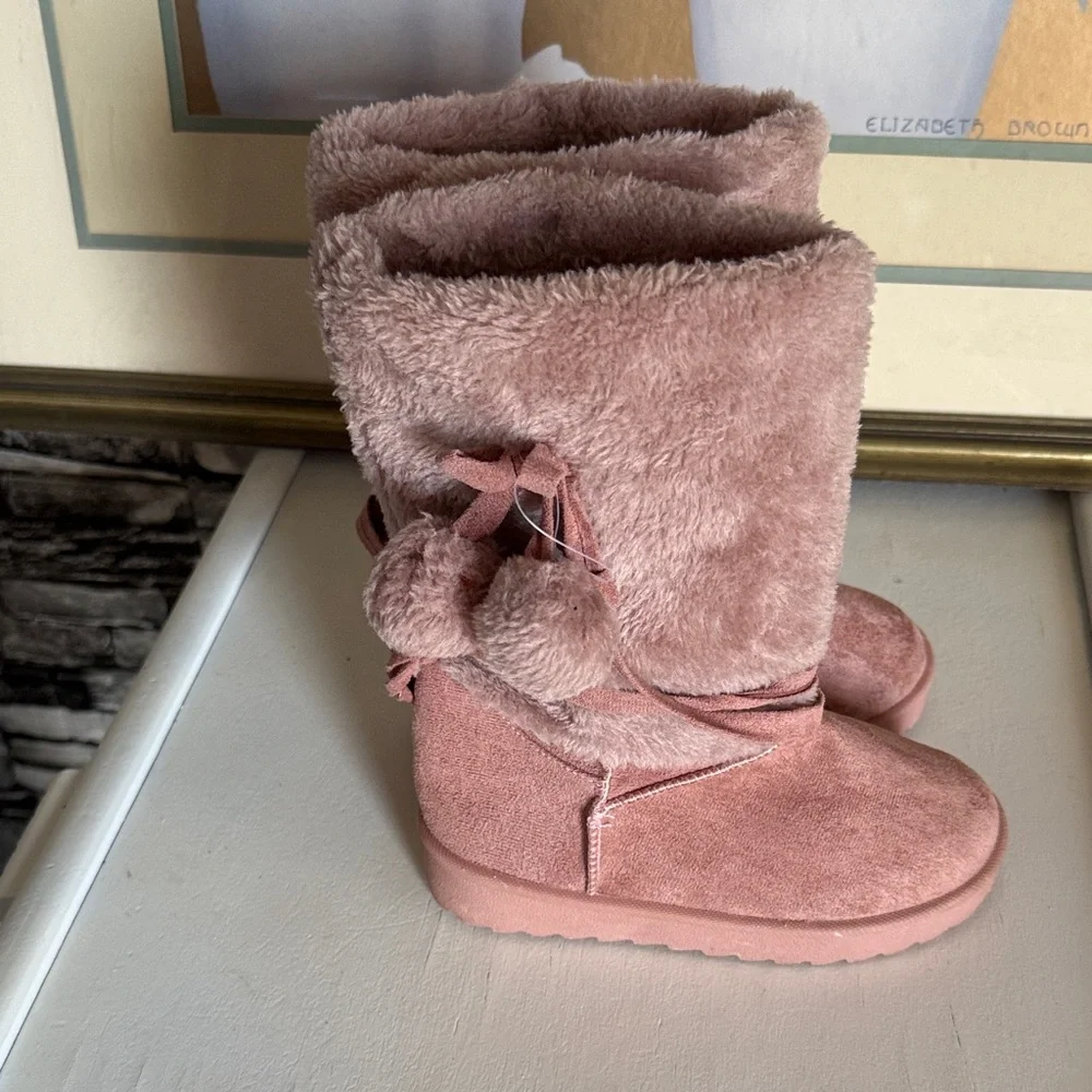 Pink fur warm winter kids Boots - Picture 3 of 5